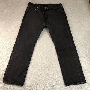 Levi 501 Jeans Mens 36X30 Black Preppy Denim Button Fly‎ Dark Wash Straight